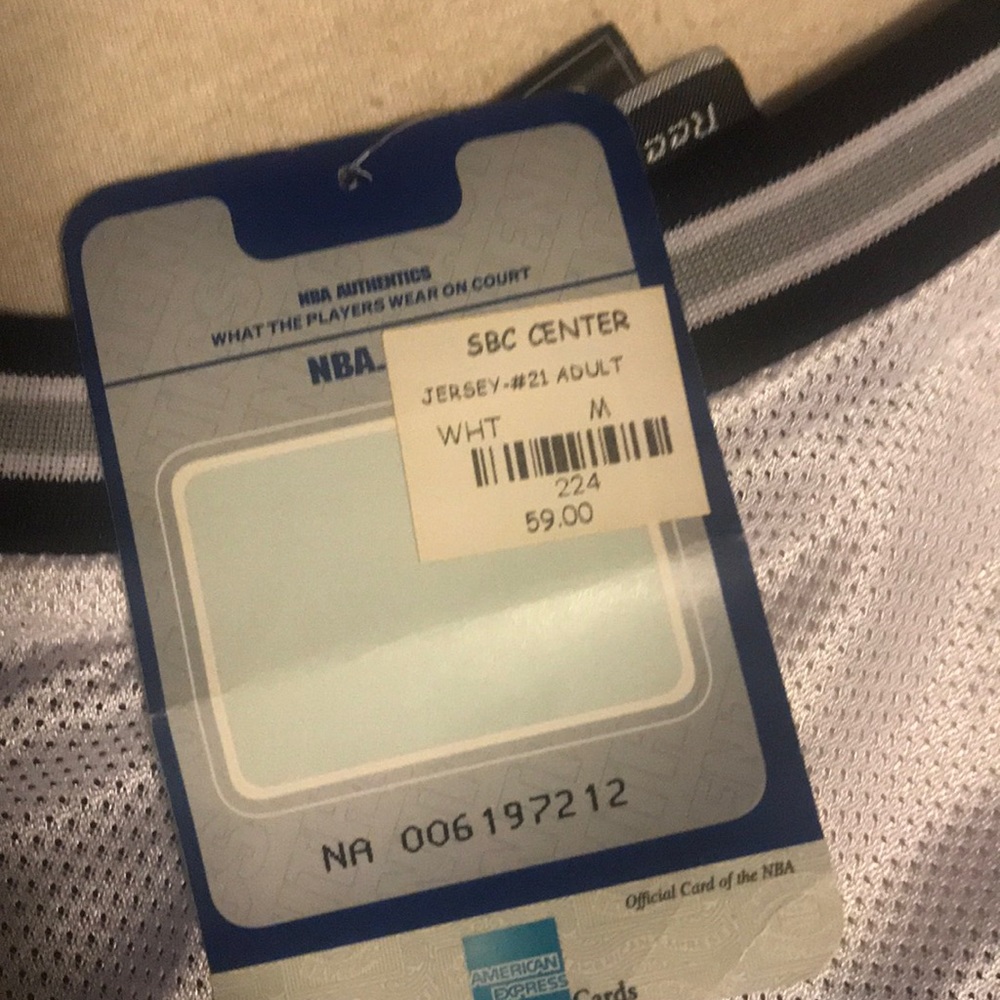 Tim Duncan Reebok official game jersey